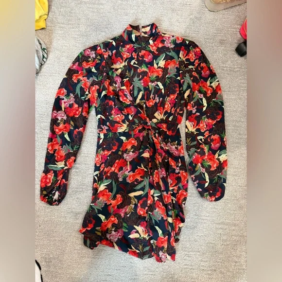 SALONI | Dresses | Saloni Floral Mini Dress Red And Green | Poshmark